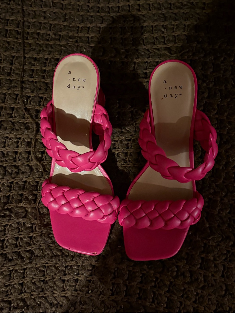 a new day Hot Pink Braided Double-Strap Slide Mules